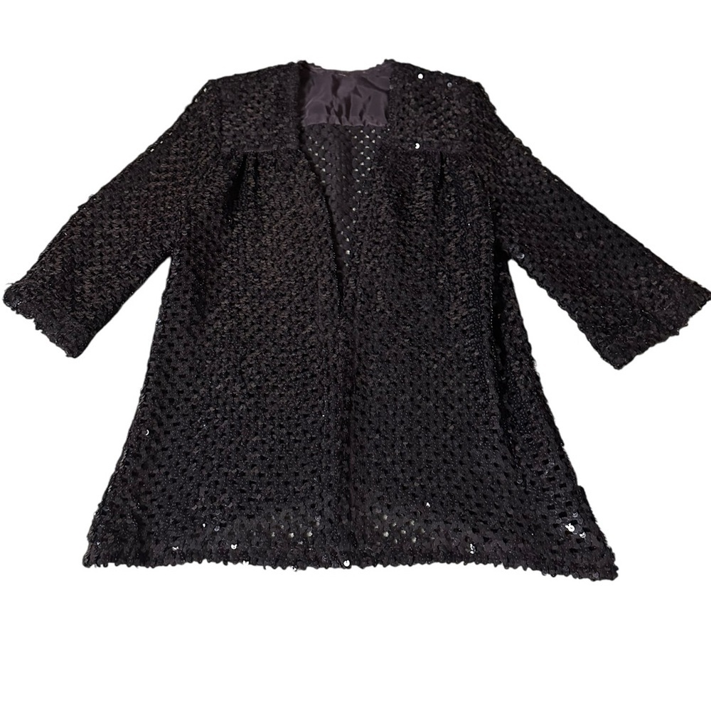 Vintage black sequin cardigan, large - Picture 9 of 12